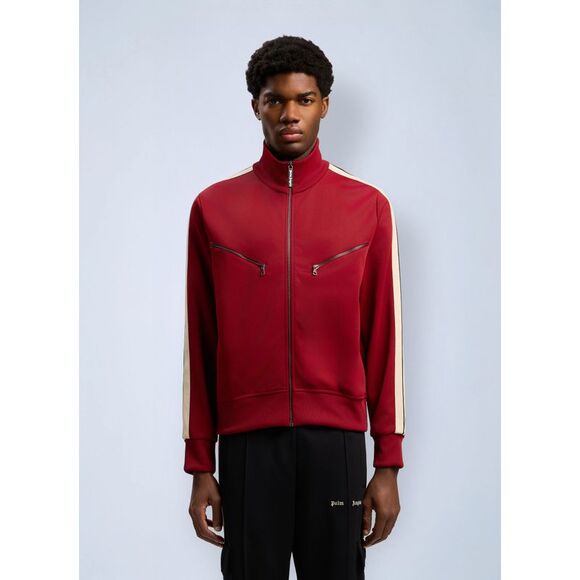 Palm Angels Men Curved Logo Zip-Up Track Jacket